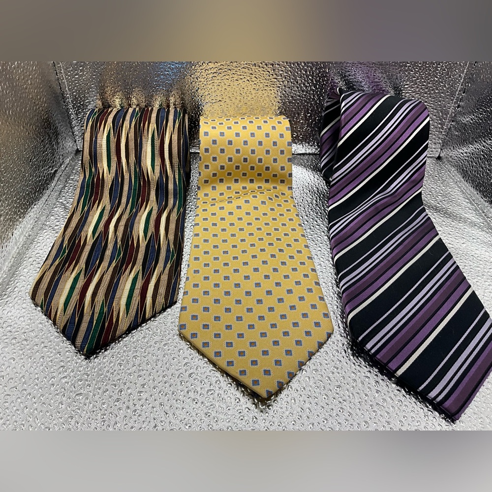 S5A Tie Gold Blue Square Pattern Grappa Tie Multi Color Stripes